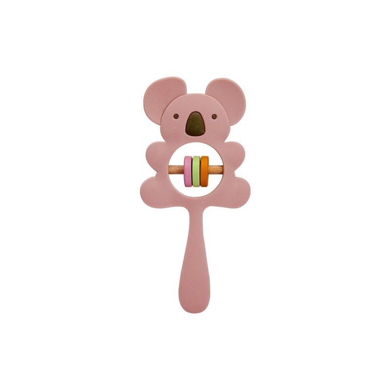 1PCS Silicone Teether Koala Handbells Rattle Infant Chewable Baby Toys.